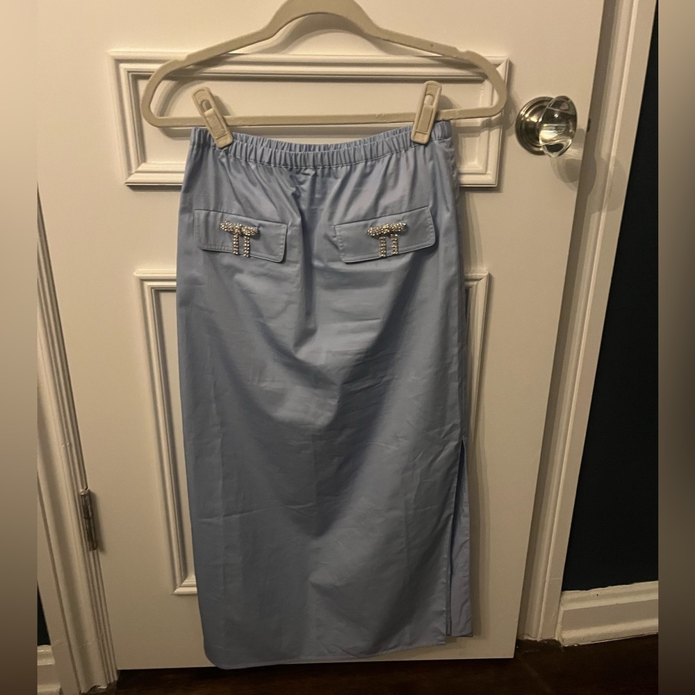 Self-Portrait Light Blue Pencil Skirt